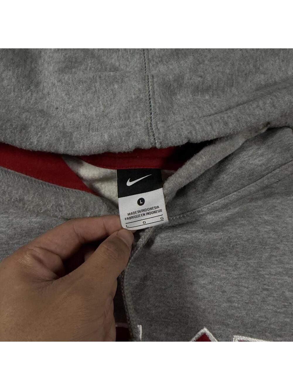 y2k nike center swoosh gray and red spellout hoodie - men's large! - Picture 4 of 6